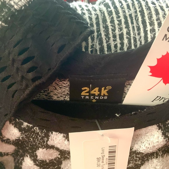 🌱 Brand New 24K, Canadian Black & White Long Sleeve Tunic - Picture 4 of 4